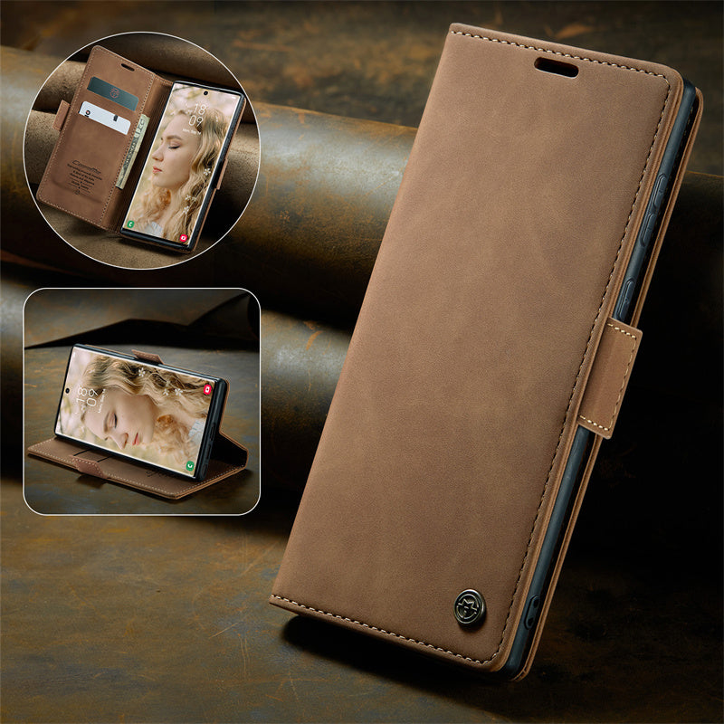 Case for Samsung S22 Ultra Magnetic Flip Wallet with Back Cover S22 Ultra Case Black Brown Blue Red Coffee