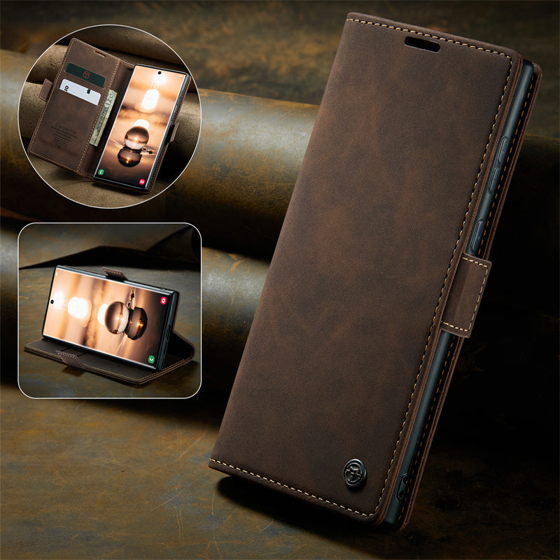 Case for Samsung S22 Ultra Magnetic Flip Wallet with Back Cover S22 Ultra Case Black Brown Blue Red Coffee