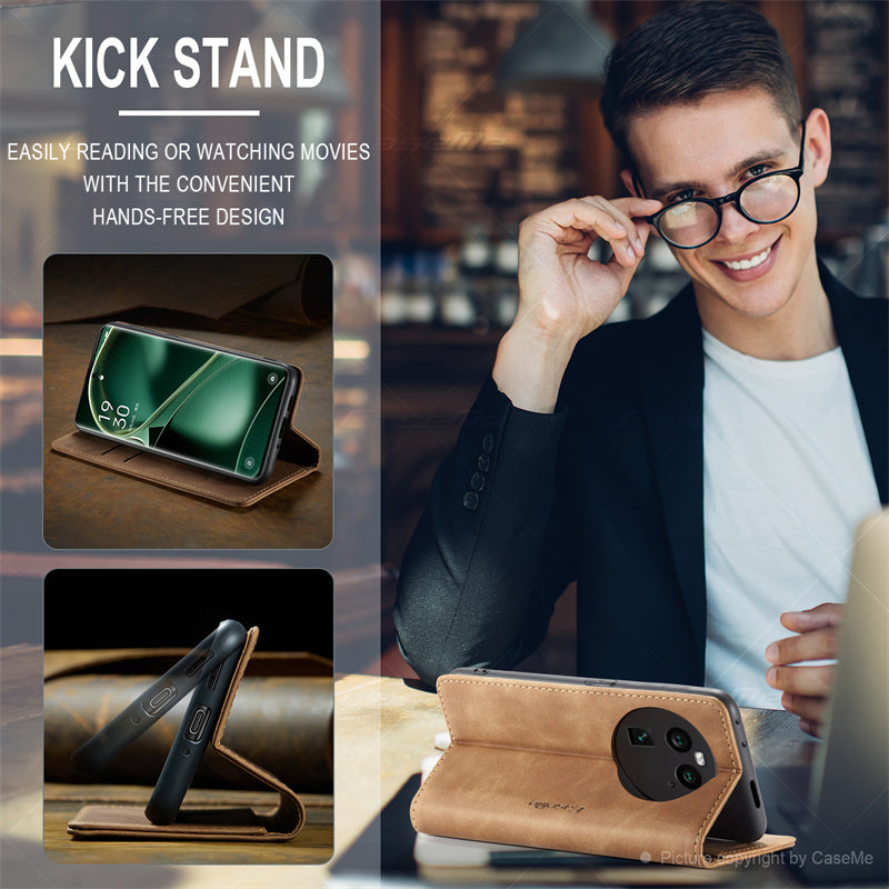 CaseMe Phone Case for Oppo find X6 Pro Wallet Leather Case Black Brown Blue Red Coffee