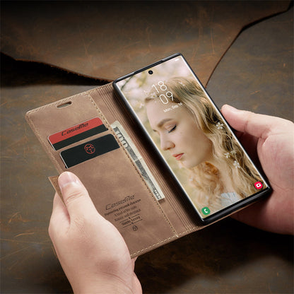 Case for Samsung S22 Ultra Magnetic Flip Wallet with Back Cover S22 Ultra Case Black Brown Blue Red Coffee