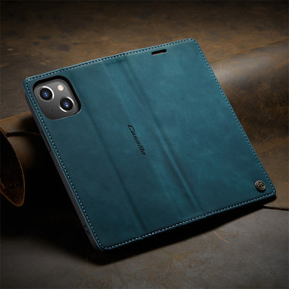 CaseMe Flip Case for iPhone 15 Leather Cover Wallet Case Black Brown Blue Red Coffee