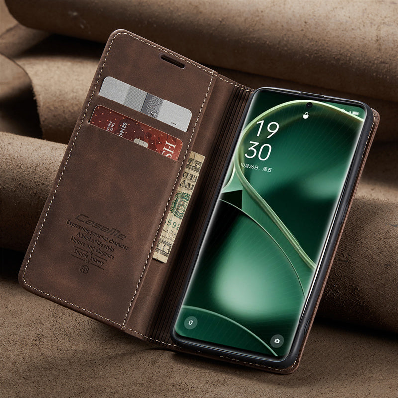 CaseMe Phone Case for Oppo find X6 Pro Wallet Leather Case Black Brown Blue Red Coffee