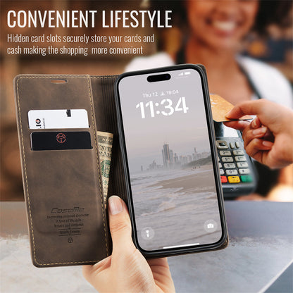 CaseMe Flip Case for iPhone 14 Pro Leather Cover Wallet Case Black Brown Blue Red Coffee