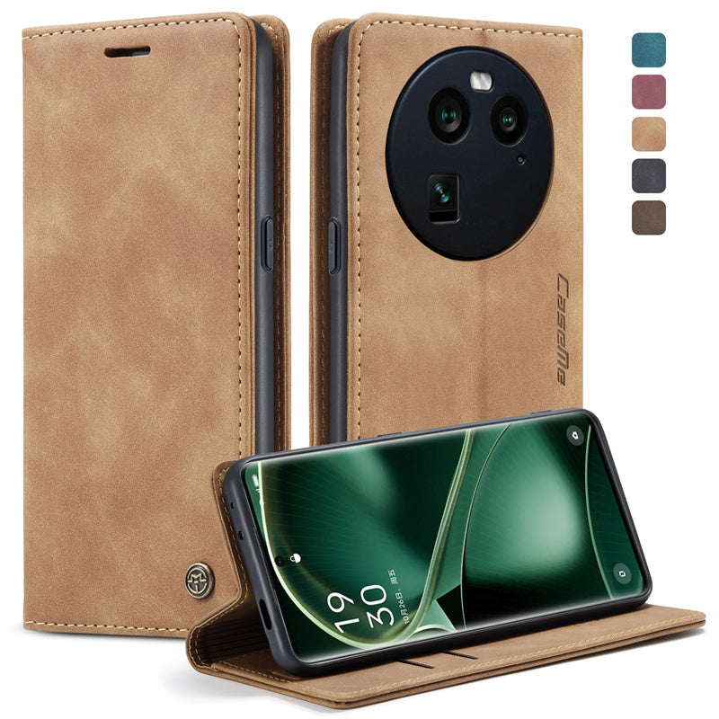 CaseMe Phone Case for Oppo find X6 Pro Wallet Leather Case Black Brown Blue Red Coffee