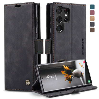 Case for Samsung S22 Ultra Magnetic Flip Wallet with Back Cover S22 Ultra Case Black Brown Blue Red Coffee