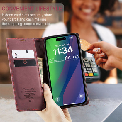 CaseMe Flip Case for iPhone 15 Leather Cover Wallet Case Black Brown Blue Red Coffee