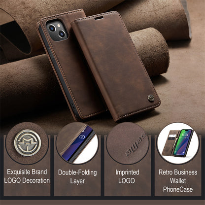 CaseMe Flip Case for iPhone 15 Leather Cover Wallet Case Black Brown Blue Red Coffee