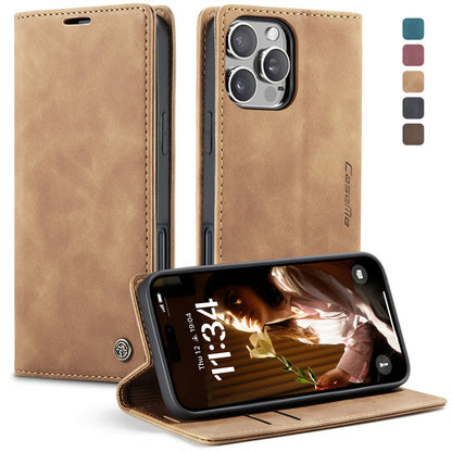 CaseMe Flip Case for iPhone 14 Pro Leather Cover Wallet Case Black Brown Blue Red Coffee