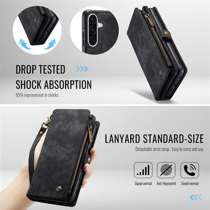 CaseMe Luxury Retro Leather Galaxy A26 Case Wrist Strap Wallet Case Card Pocket Black Blue Red Coffee Pink