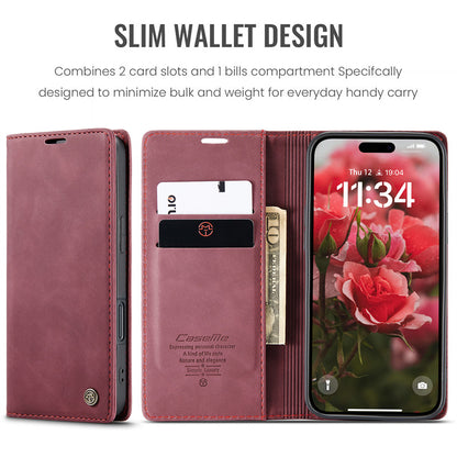 CaseMe Flip Case for iPhone 14 Pro Leather Cover Wallet Case Black Brown Blue Red Coffee