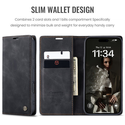 CaseMe Flip Case for iPhone 14 Pro Leather Cover Wallet Case Black Brown Blue Red Coffee