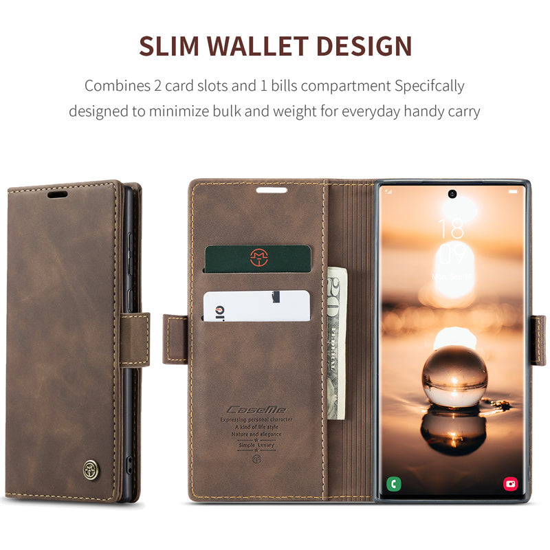 Case for Samsung S22 Ultra Magnetic Flip Wallet with Back Cover S22 Ultra Case Black Brown Blue Red Coffee