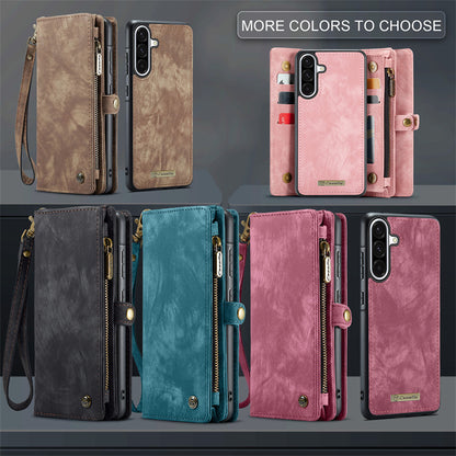 CaseMe Luxury Retro Leather Galaxy A26 Case Wrist Strap Wallet Case Card Pocket Black Blue Red Coffee Pink