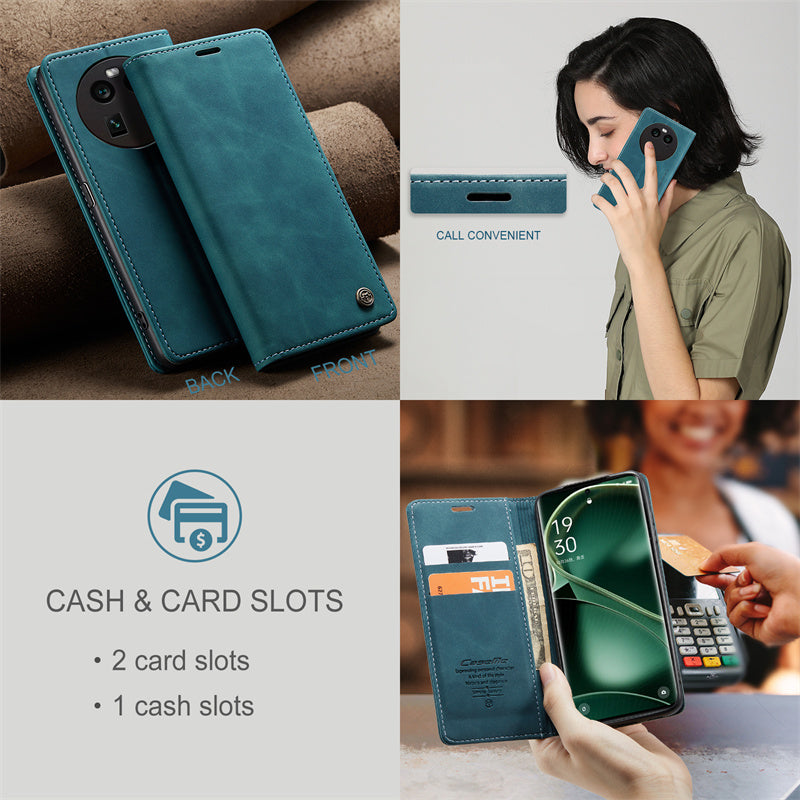 CaseMe Phone Case for Oppo find X6 Pro Wallet Leather Case Black Brown Blue Red Coffee