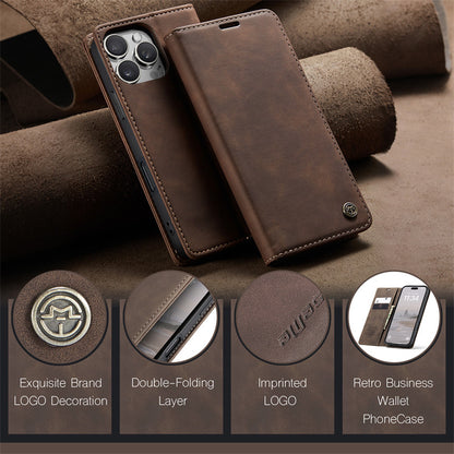 CaseMe Flip Case for iPhone 14 Pro Leather Cover Wallet Case Black Brown Blue Red Coffee