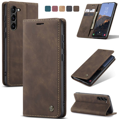 Business Slim Galaxy S23 Plus Case Leather Wallet Case for Samsung S23 Plus Black Brown Blue Red Coffee