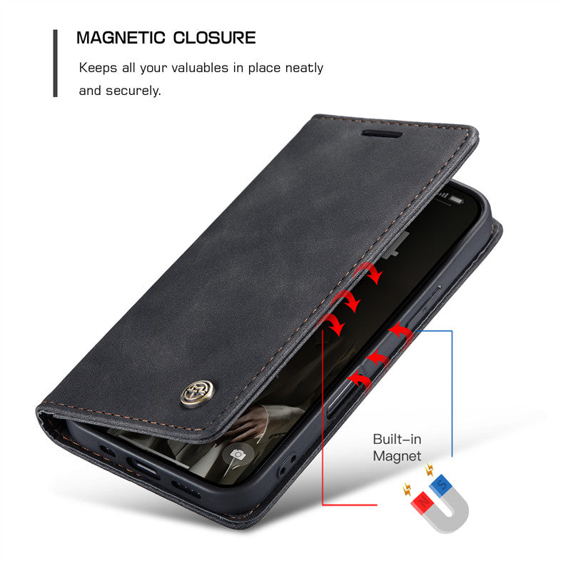 CaseMe Flip Case for iPhone 14 Pro Leather Cover Wallet Case Black Brown Blue Red Coffee
