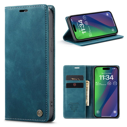 CaseMe Flip Case for iPhone 15 Leather Cover Wallet Case Black Brown Blue Red Coffee