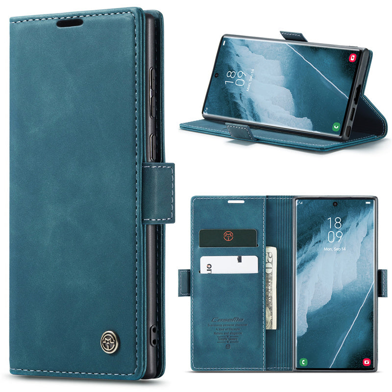 Case for Samsung S22 Ultra Magnetic Flip Wallet with Back Cover S22 Ultra Case Black Brown Blue Red Coffee