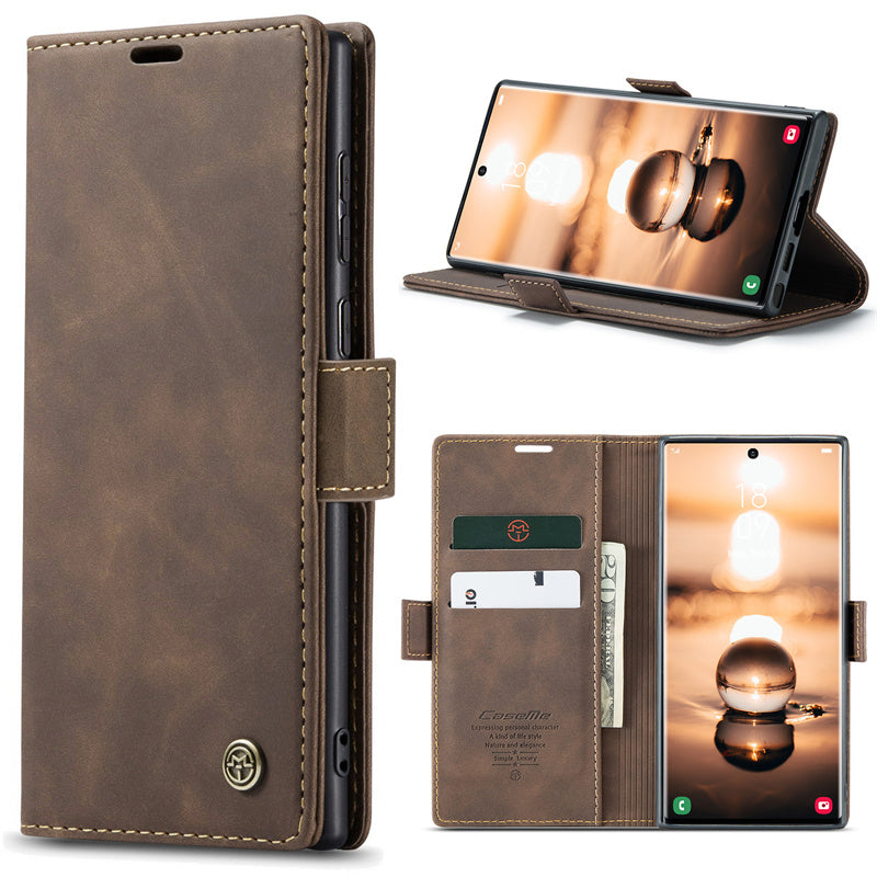 Case for Samsung S22 Ultra Magnetic Flip Wallet with Back Cover S22 Ultra Case Black Brown Blue Red Coffee
