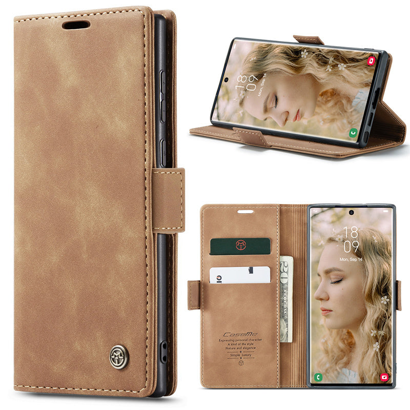 Case for Samsung S22 Ultra Magnetic Flip Wallet with Back Cover S22 Ultra Case Black Brown Blue Red Coffee