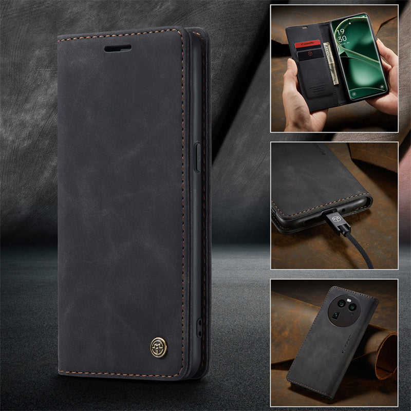 CaseMe Phone Case for Oppo find X6 Pro Wallet Leather Case Black Brown Blue Red Coffee