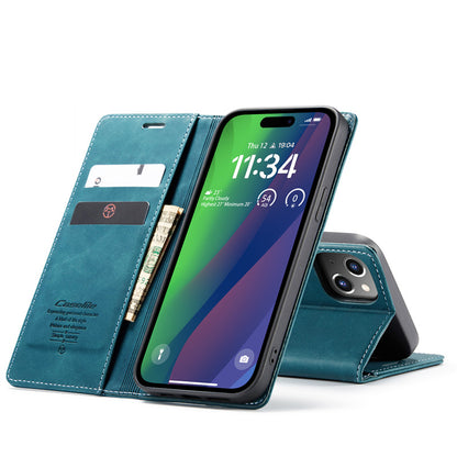 CaseMe Flip Case for iPhone 15 Leather Cover Wallet Case Black Brown Blue Red Coffee