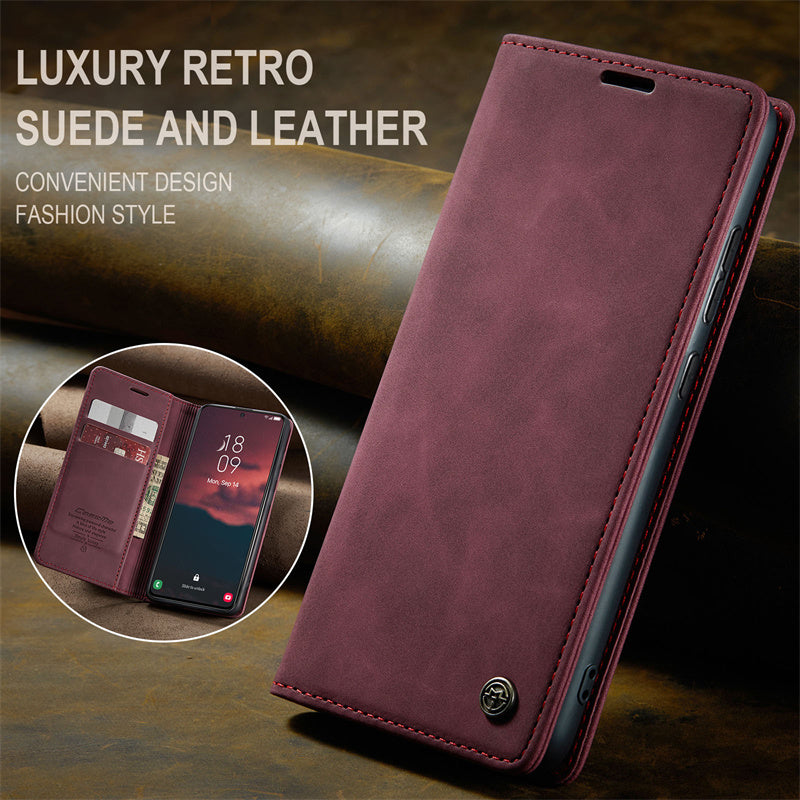 Business Slim Galaxy S23 Plus Case Leather Wallet Case for Samsung S23 Plus Black Brown Blue Red Coffee