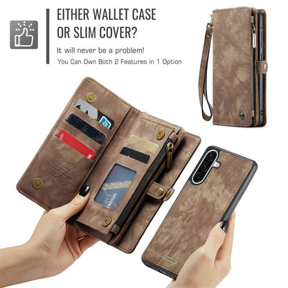 CaseMe Luxury Retro Leather Galaxy A26 Case Wrist Strap Wallet Case Card Pocket Black Blue Red Coffee Pink